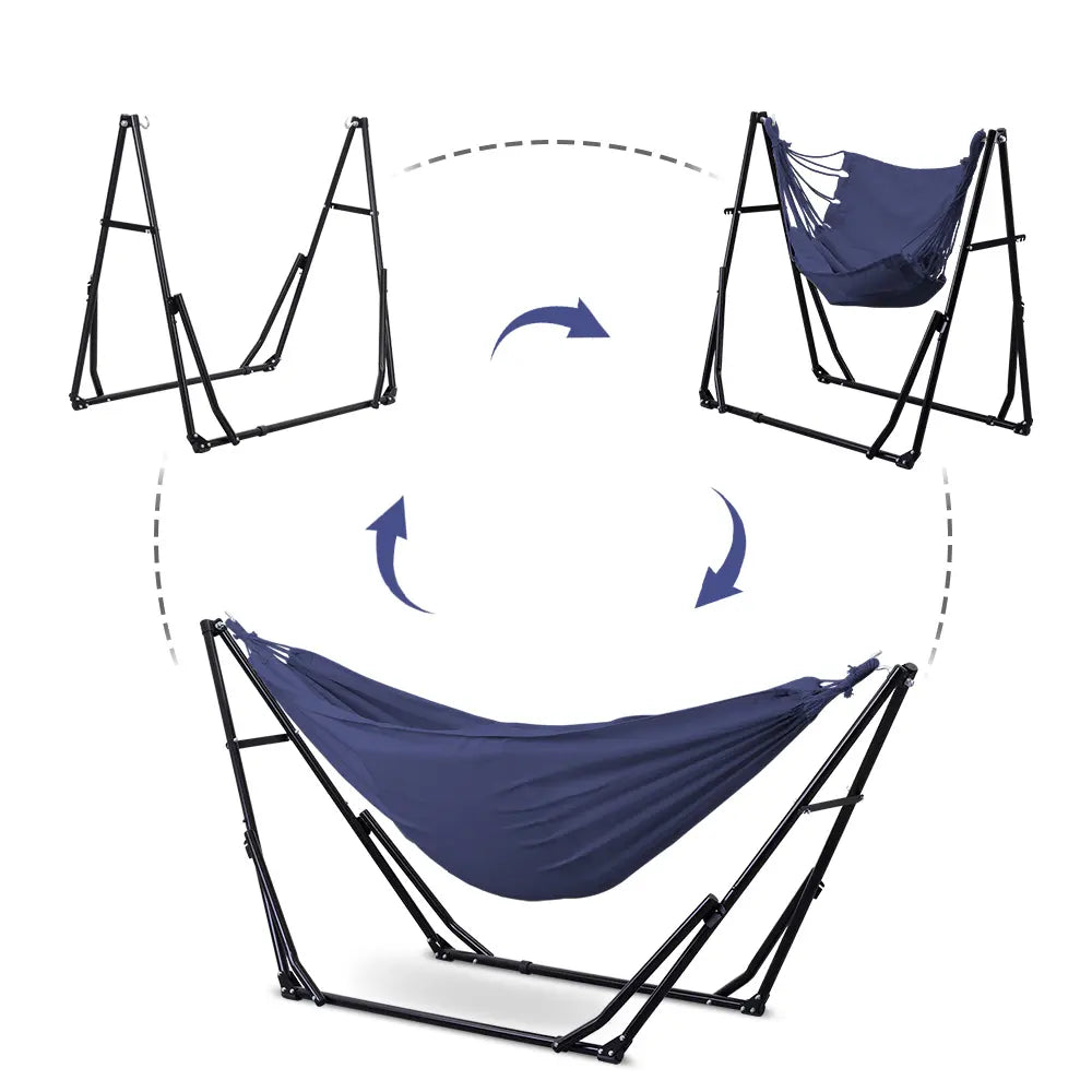 Double-layer fabric hammock chair (with stand), maximum weight capacity: 350 lbs