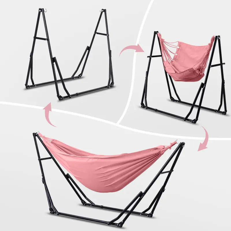 Double-layer fabric hammock chair (with stand), maximum weight capacity: 350 lbs