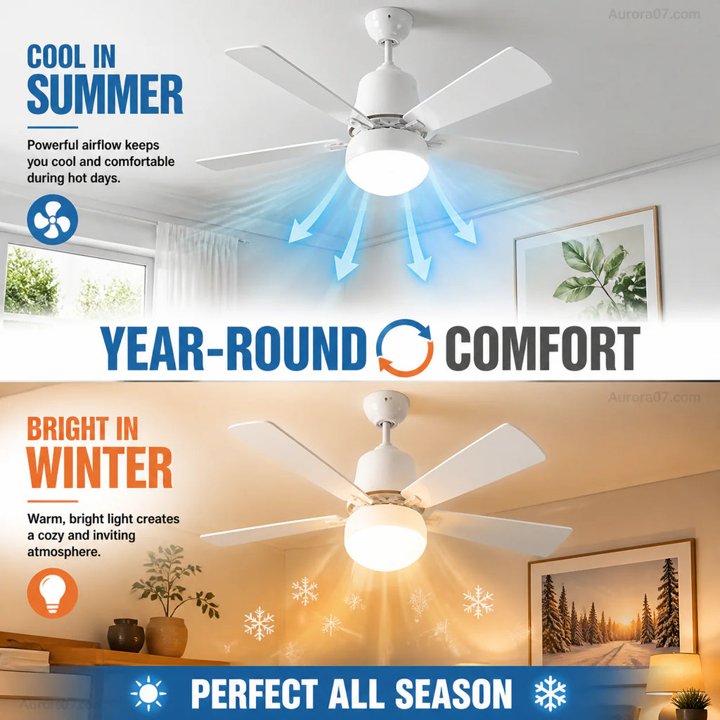 40W LED Ceiling Fan Light – 20.5” Ultra-Quiet with Remote 🎯 | E27 + FREE B22 Adapter 🔌 | For Bedroom 😴, Kitchen 👩‍🍳 & Garage 🛠️ – UK Ready! 🇬🇧