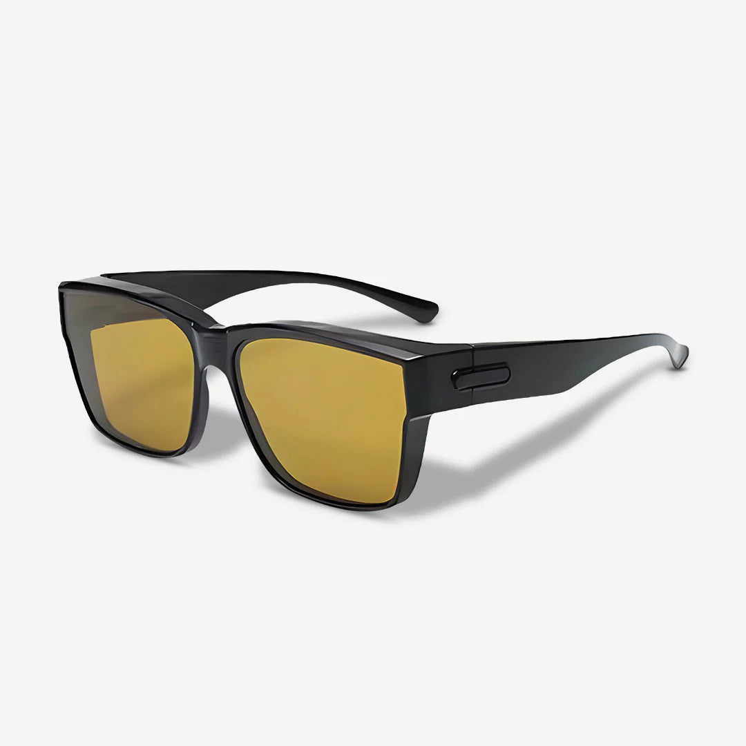 Clip-on Sunglasses (Polarized) – Wear over regular glasses; Unisex; Includes a storage pouch