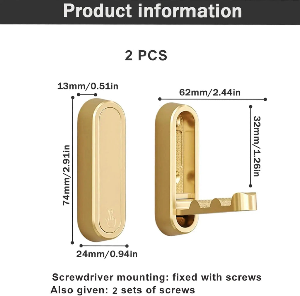 Foldable hook wall mount made of zinc alloy