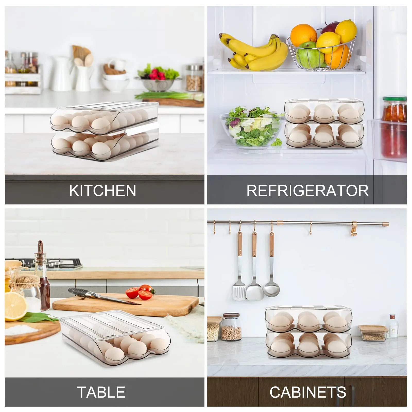 Self-rolling refrigerator egg organizer