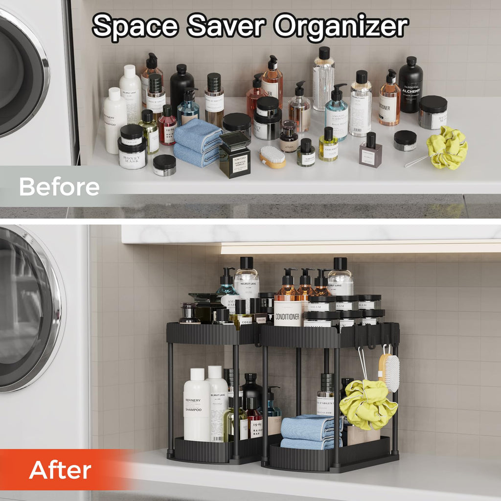 Multifunctional pull-out storage rack, suitable for under-sink/cabinet, bathroom, and kitchen storage