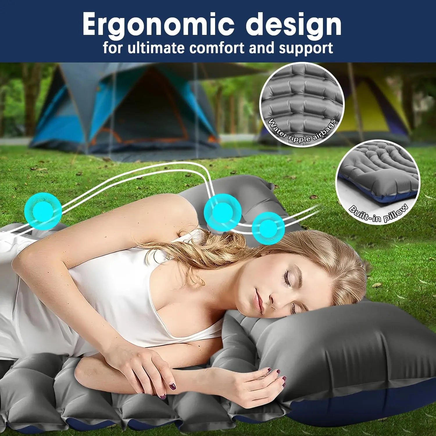 Two-Person Camping Sleeping Pad — Ultra-Lightweight Inflatable Mattress (with Pillow)