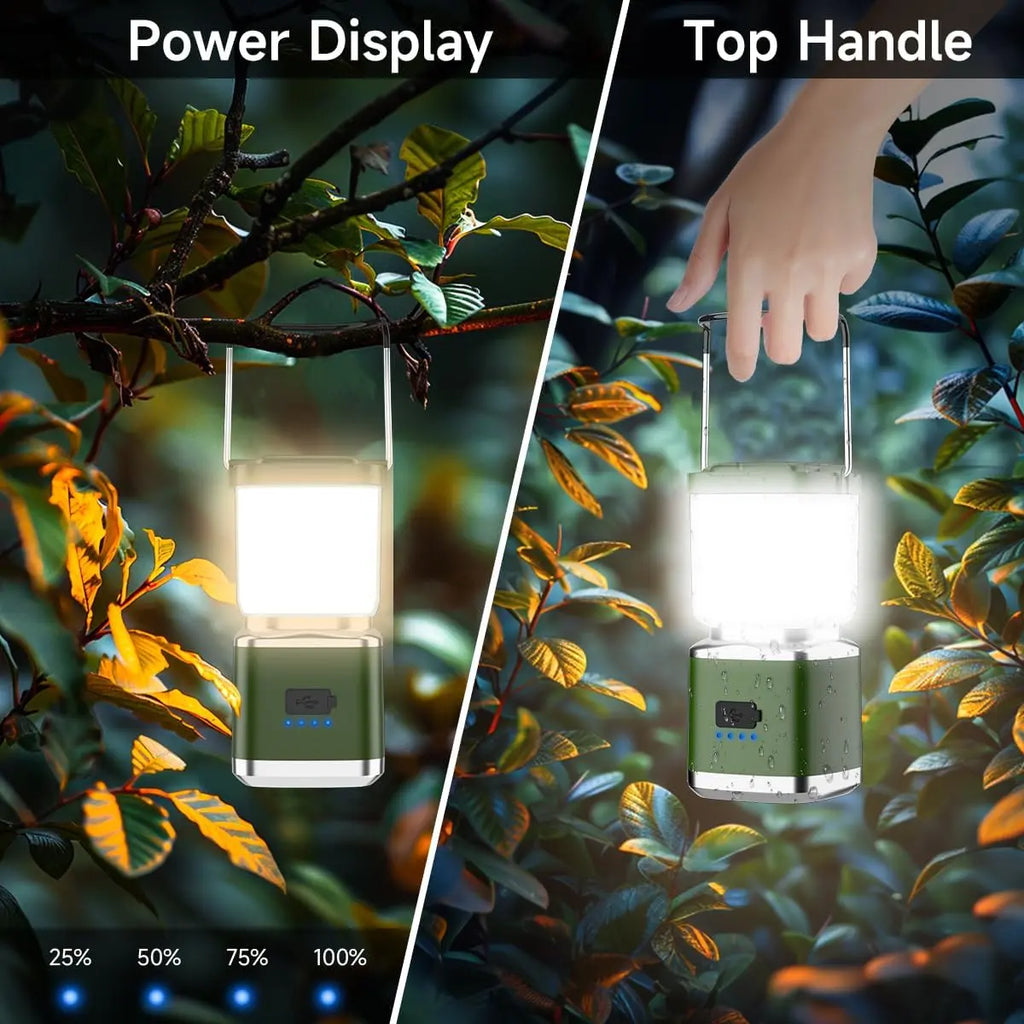 1000-lumen rechargeable camping lantern with 4 lighting modes and a waterproof design