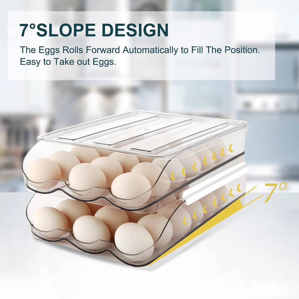 Self-rolling refrigerator egg organizer