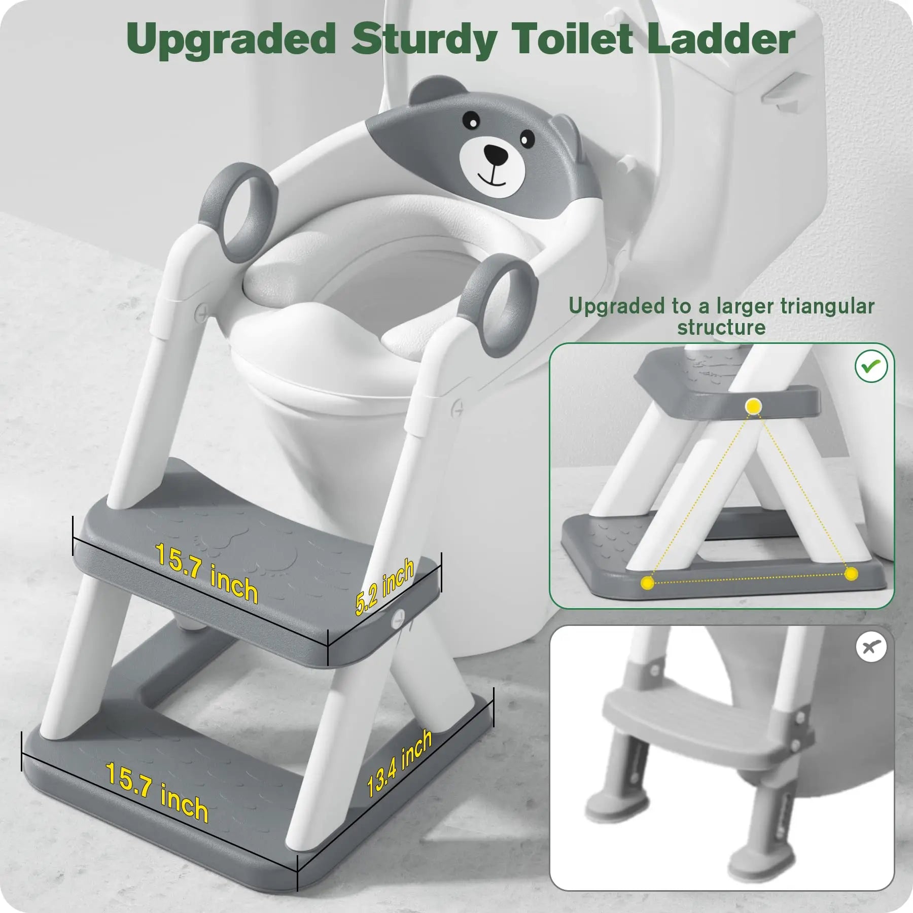 Little Bear Potty Training Seat, Upgraded 2-in-1 Toddler Toilet Seat