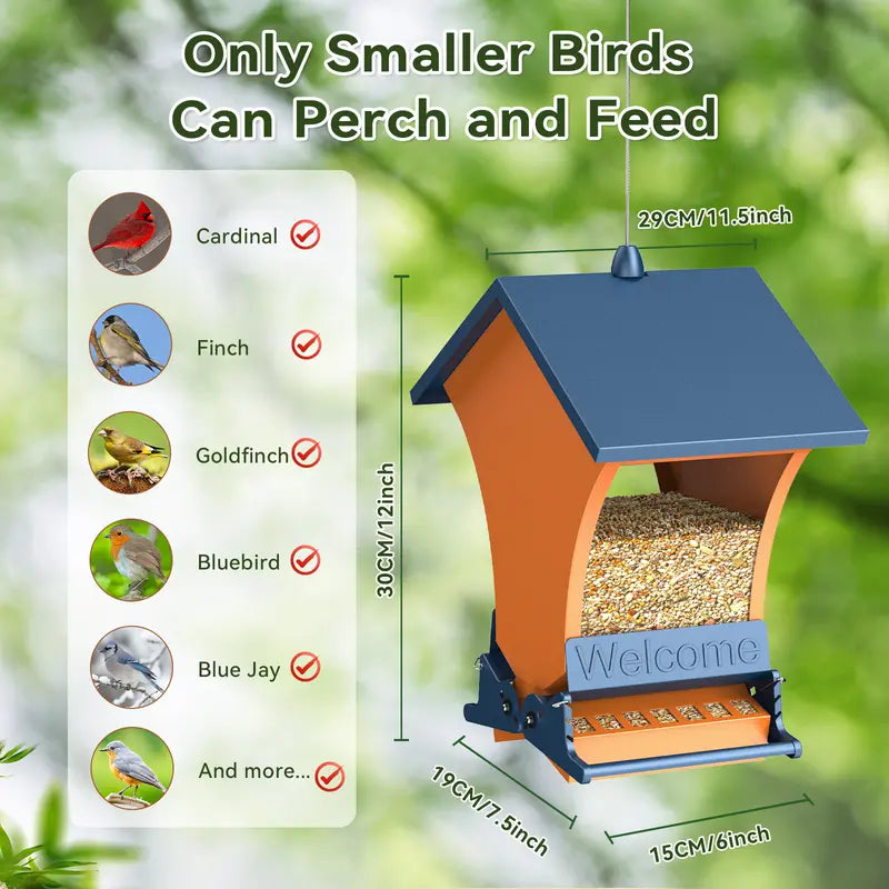 Squirrel-proof backyard feeders designed specifically for robins and chickadees