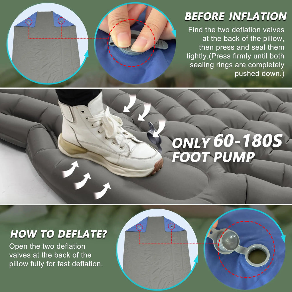 Two-Person Camping Sleeping Pad — Ultra-Lightweight Inflatable Mattress (with Pillow)