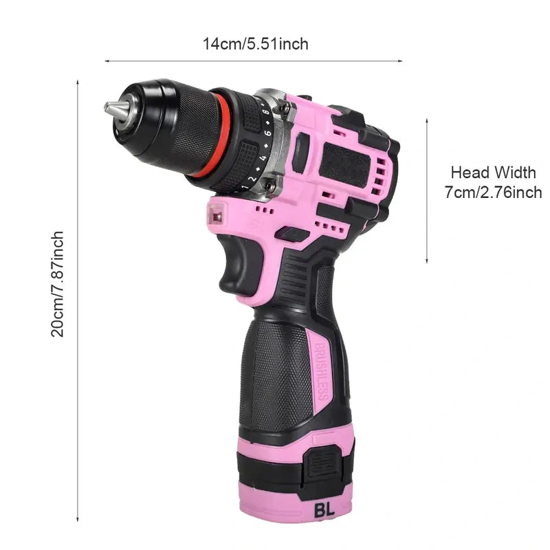 18V Cordless Household Power Tool Drill Bit Set, Featuring a Powerful Brushless Motor