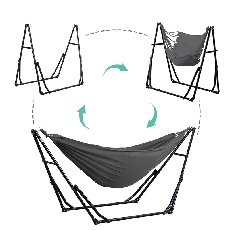 Double-layer fabric hammock chair (with stand), maximum weight capacity: 350 lbs