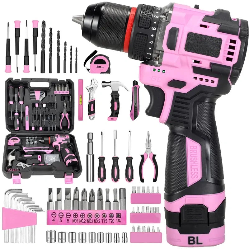 18V Cordless Household Power Tool Drill Bit Set, Featuring a Powerful Brushless Motor