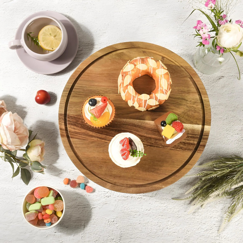 Acacia Wood Cake Stand with Lid