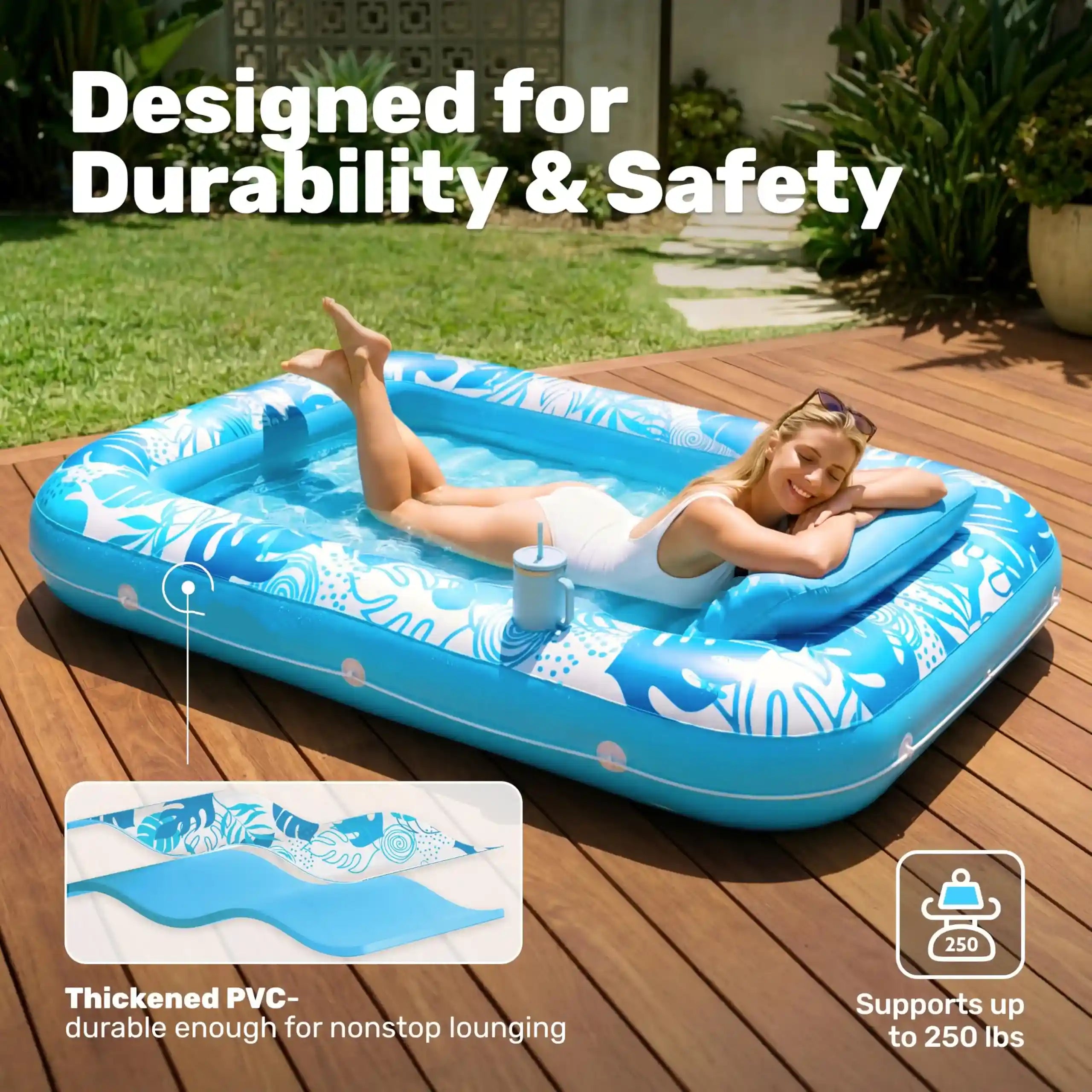 Inflatable Pool Loungers/Floats: 70“ x 46” and 85“ x 57”