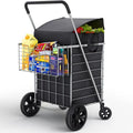 Shopping cart with waterproof lining and 360° swivel wheels | Foldable, portable, and lightweight |
