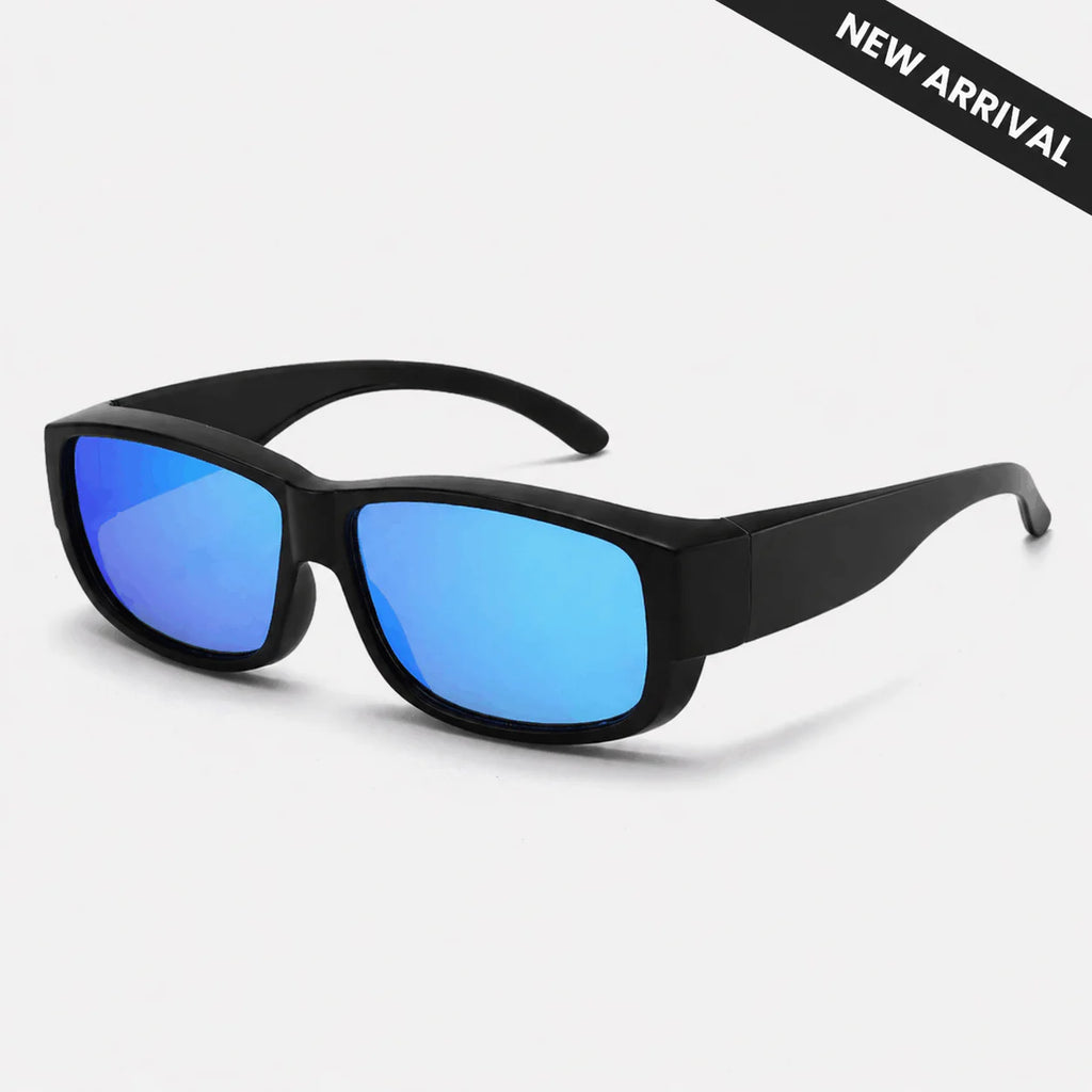 Clip-on Sunglasses (Polarized) – Wear over regular glasses; Unisex; Includes a storage pouch