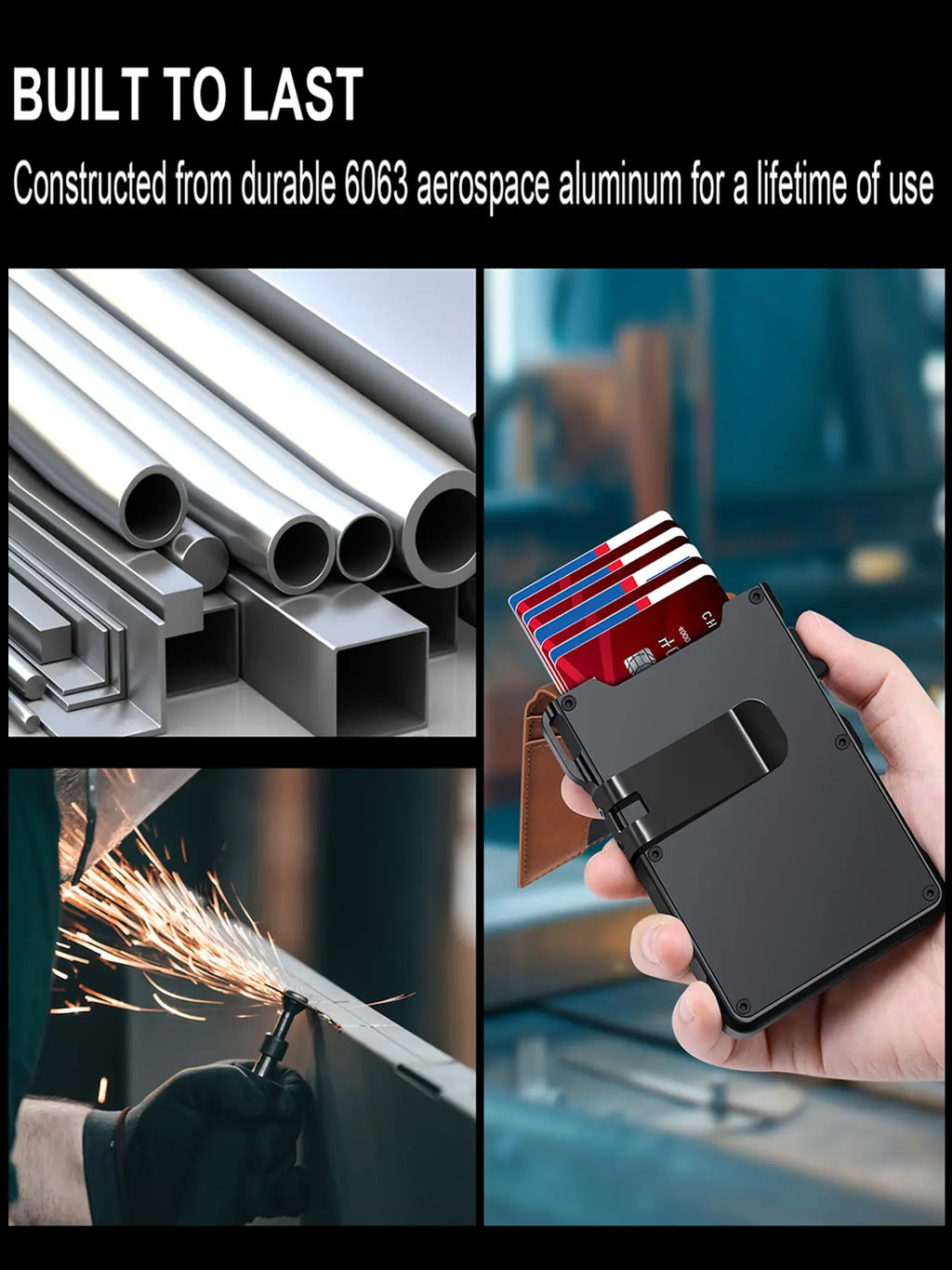 Men’s Minimalist Metal Wallet | RFID Blocking | Pop-Up Aluminum Card Holder——Free Shipping