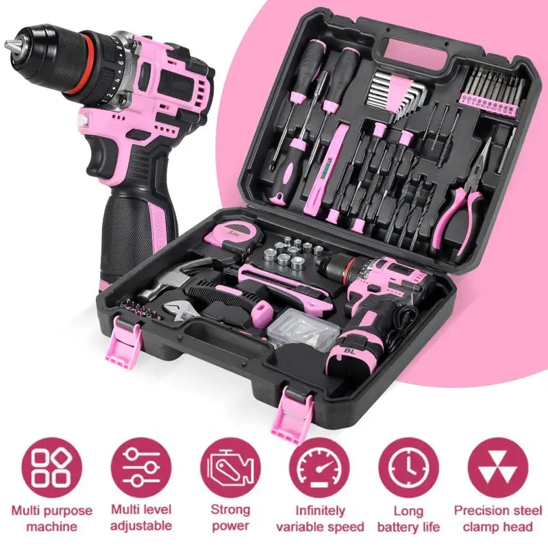 18V Cordless Household Power Tool Drill Bit Set, Featuring a Powerful Brushless Motor