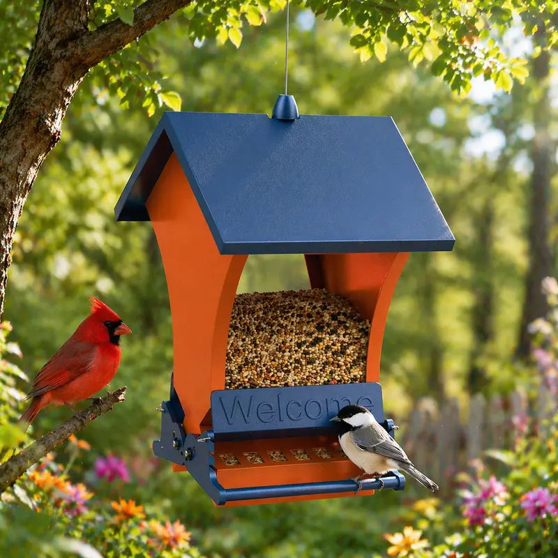 Squirrel-proof backyard feeders designed specifically for robins and chickadees