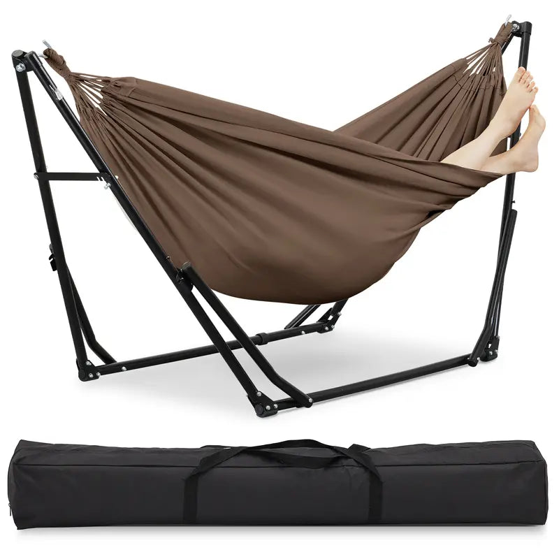 Double-layer fabric hammock chair (with stand), maximum weight capacity: 350 lbs