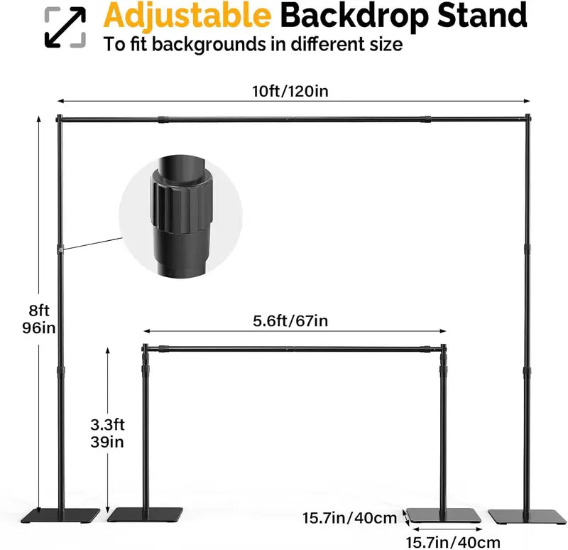 8x10-Foot Adjustable Photography Backdrop Stand Set